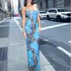 Womens Floral Leopard Print Spaghetti Strap V Neck Bodycon Maxi Dress Summer Party Clubwear