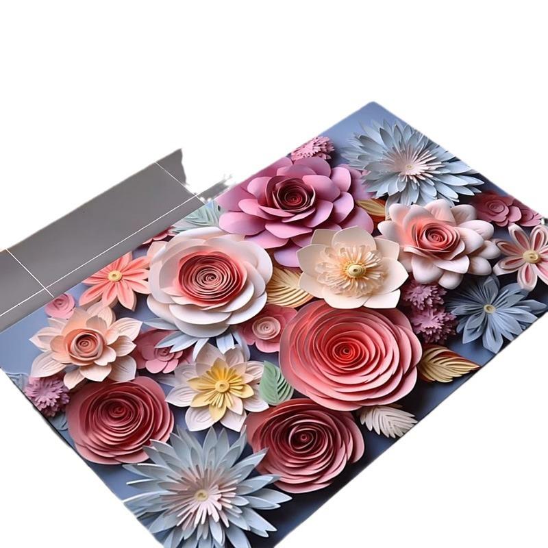 Home Floor Mat With 3D Pattern Non Slip Bath Shower Mat Water Absorbent Mat For Bathroom And Doorway Expandable Flower Rug
