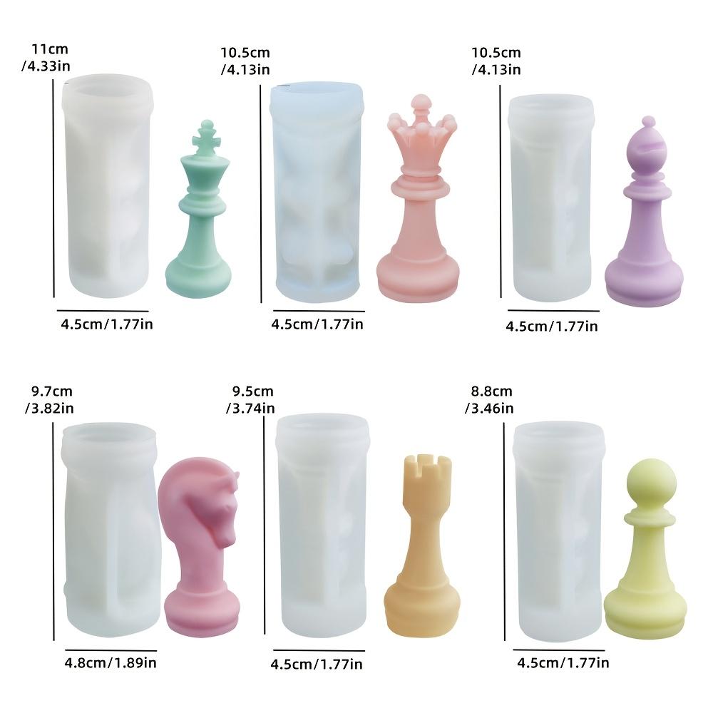 6pcs Chess Piece Silicone Mold Set for Candles, Resin & Plaster Crafts - Irregular Shape