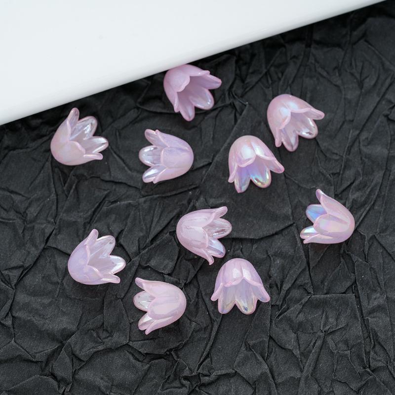 100Pcs Flower Acrylic Beads Bell Flower Spacer Beads Caps For DIY Charms Bracelets Necklace Jewelry Crafts Making Accessories