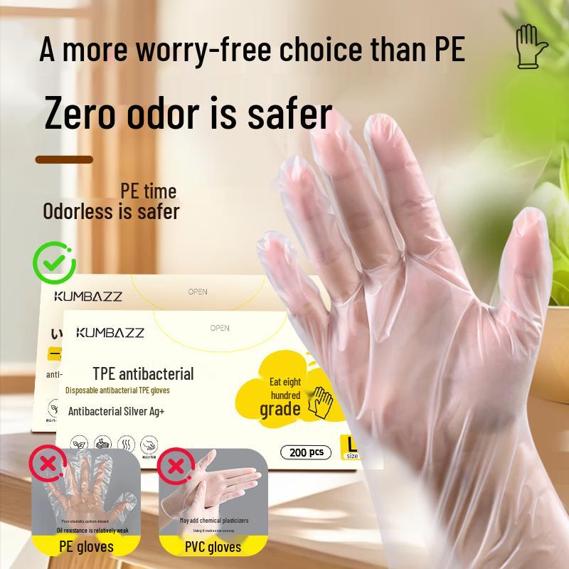 KUMBAZZ Antibacterial Food-Grade TPE Disposable Gloves