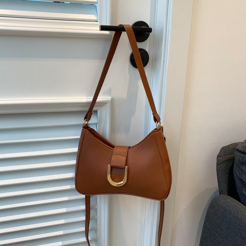 Women s Retro Minimalist Street Style Shoulder Bag Pu Small Crossbody Bag Fashionable 2023 Summer Trendy Women s Bag коричневый