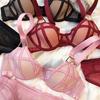 Mode Damen Unterwäsche Set Sexy 1/2 Dünne Schale Push Up BH Set Klassische Karomuster Dessous Verstellbare Breite Träger Festere BHs Slips