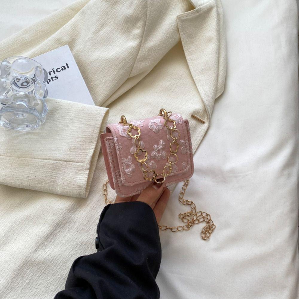 

Handbag Crossbody Bag Lace Flower Mini Purses Portable Shoulder Bag Ladies рожевий