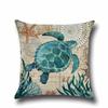 High-quality Linen Marine Animal Pillow Cushion Cover With Timeless Sea Creature Art