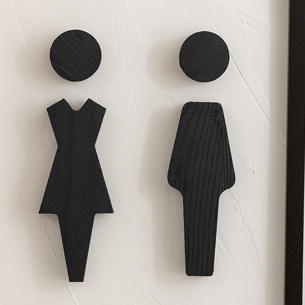 Stylish Wood Restroom Signs Men and Women Bathroom Signs Toilet Signage Plaques Set for Indoor Public and Home Use