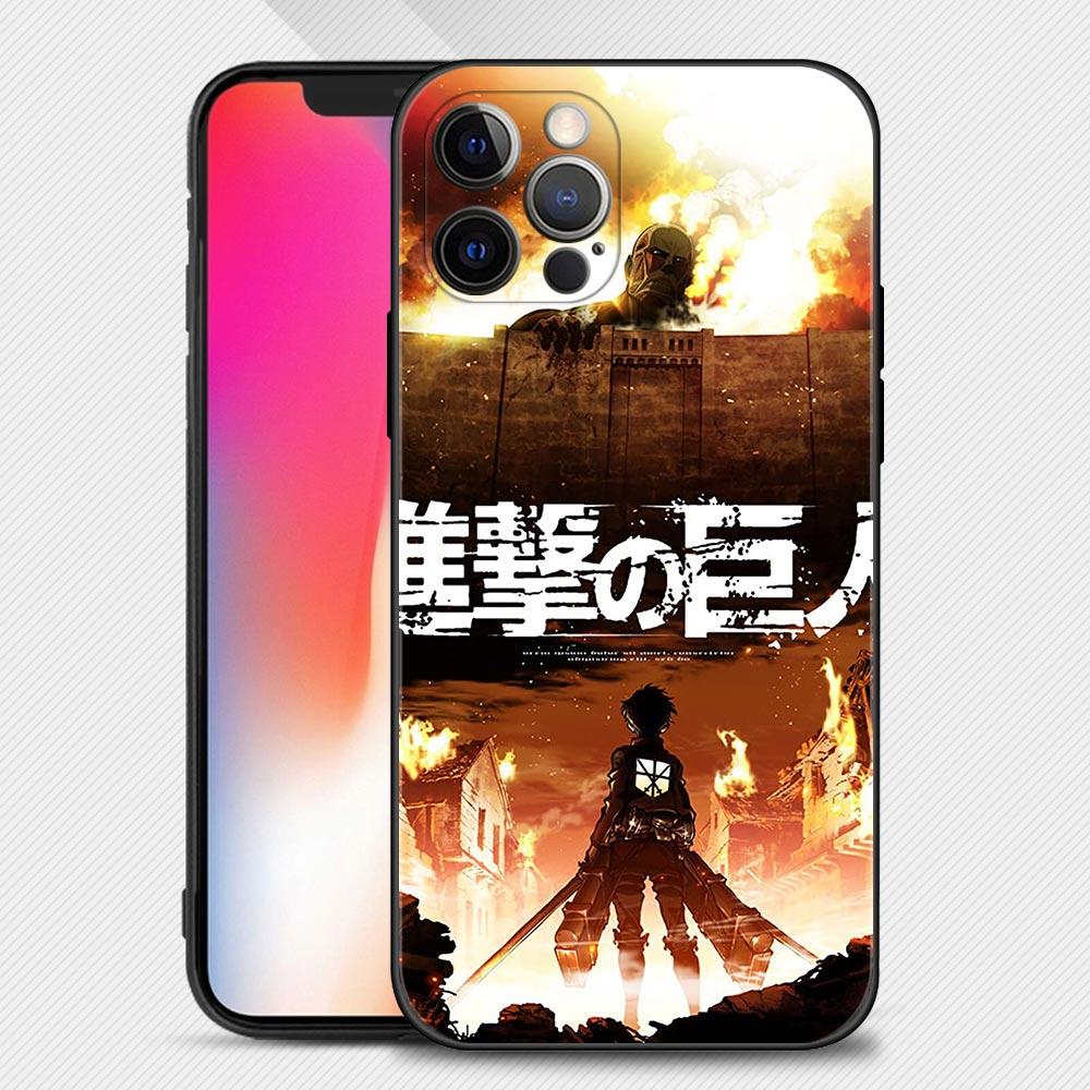 Custodia Per Apple iPhone 13 12 11 Pro Max 13 12 Mini XS Max XR X 7 8 Plus 6 6S SE 2020 Cover Guscio in Silicone L'attacco dei Giganti