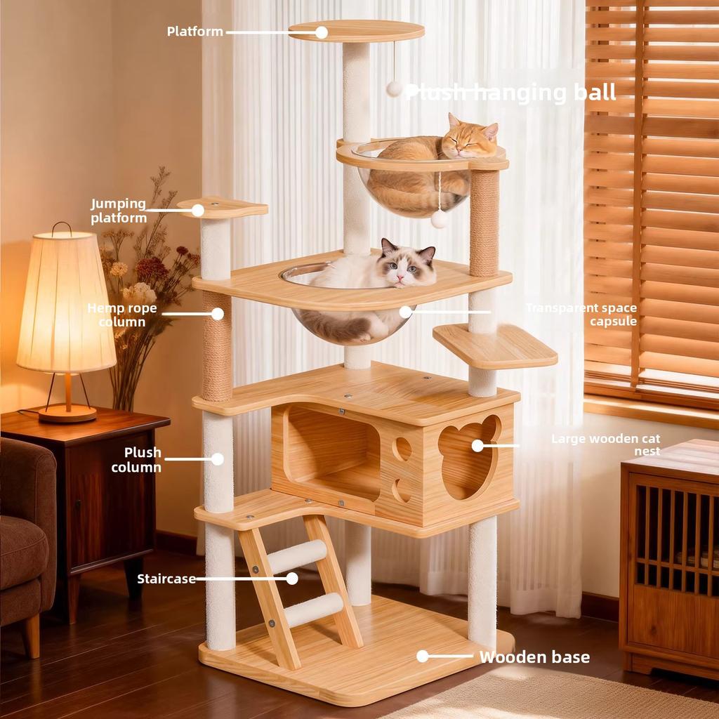 Cat climbing frame, cat house, cat tree, multi-level luxury climbing pillar cat villa