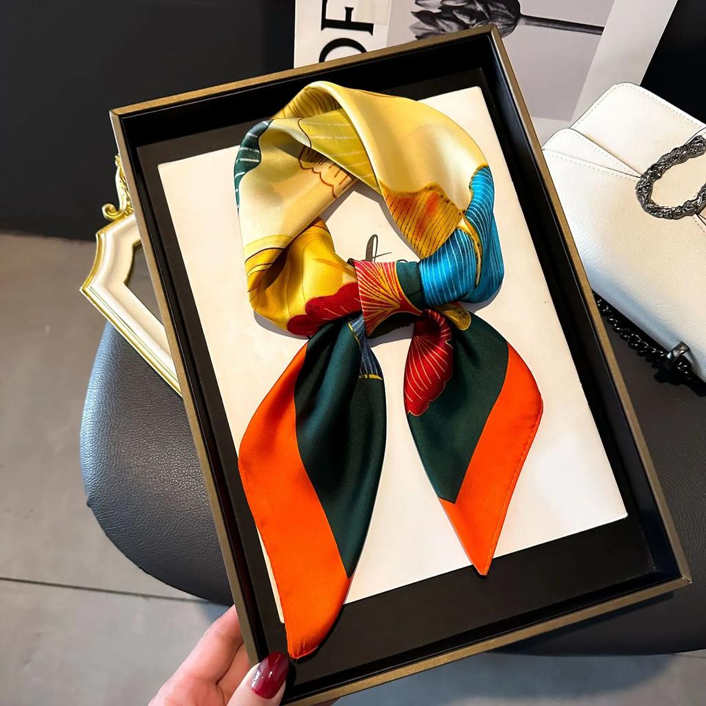 Elegant Nordic Style All Seasons Scarf Faux Silk Large Square Shawl Simple Chic Decorative Wrap For Teens