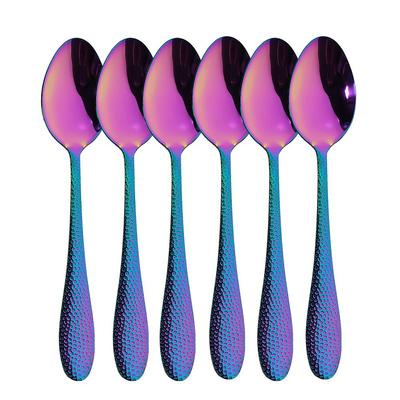 6Pcs Black Dinner Spoon Cutlery 304 Stainless Steel Tableware Spoon Silverware Mirror 5 Color Dinnerware Kitchen Flatware