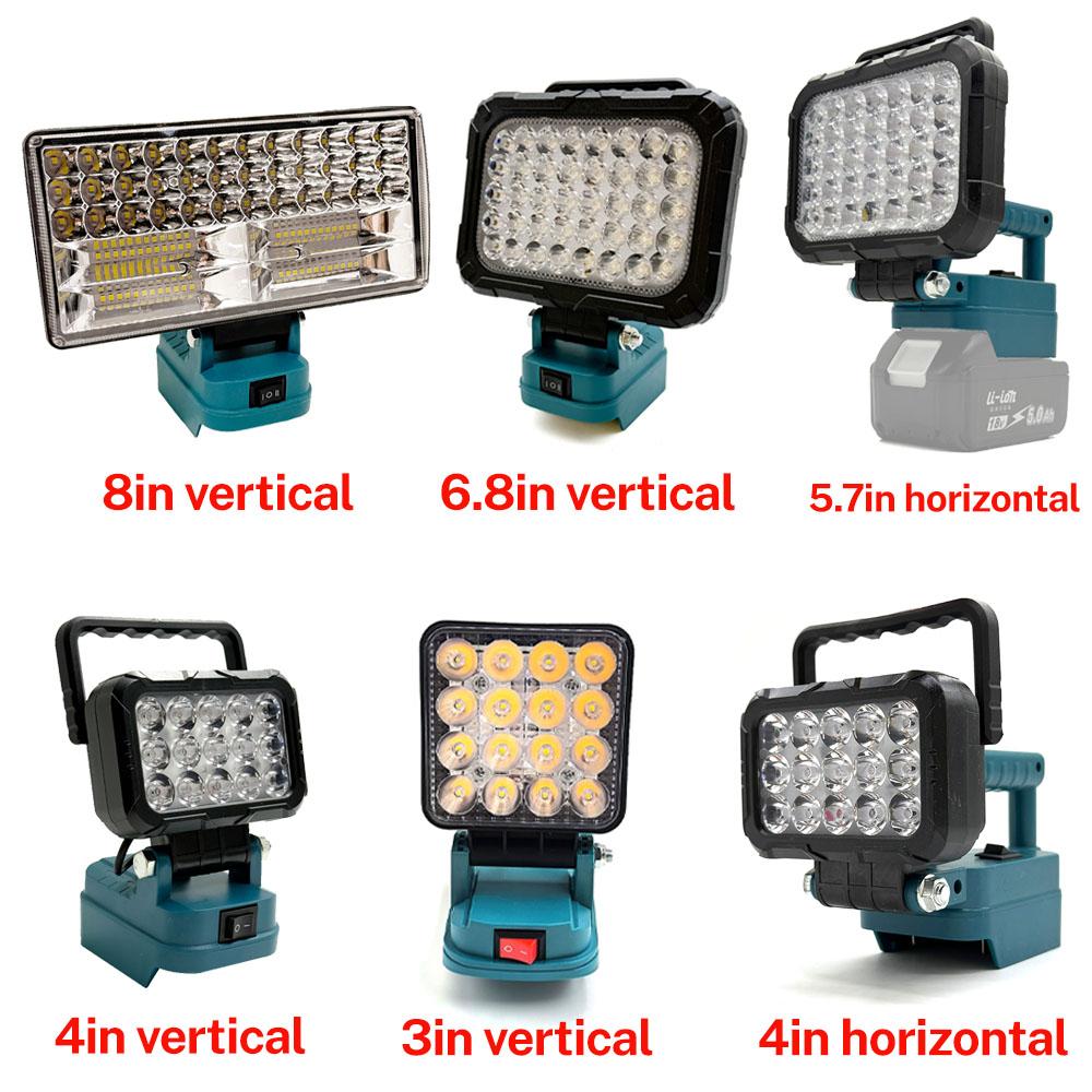 Cordless LED Work Light for Makita 18V Li-ion Battery FloodLight With 1 USB Portable LED Flashlight for Construction Work Light