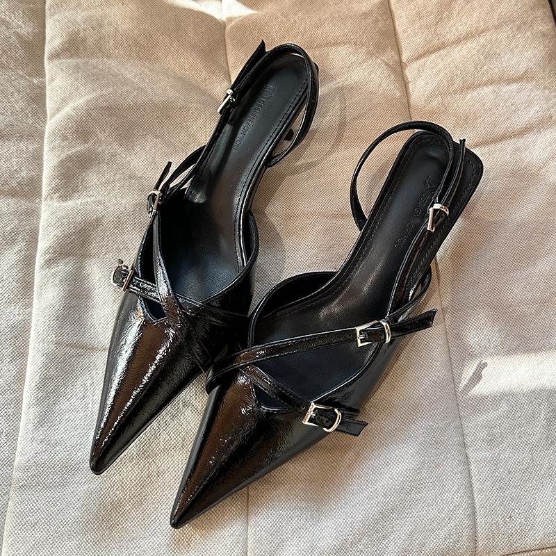 

Модные Повседневные Современные Сандалии Обувь с Ремешком на Пряжке Мода 2025 Женские Шлепанцы На Невысоком Тонком Каблуке Обувь Для Женщин Новая Обувь Женские Туфли-Лодочки 35 чёрный