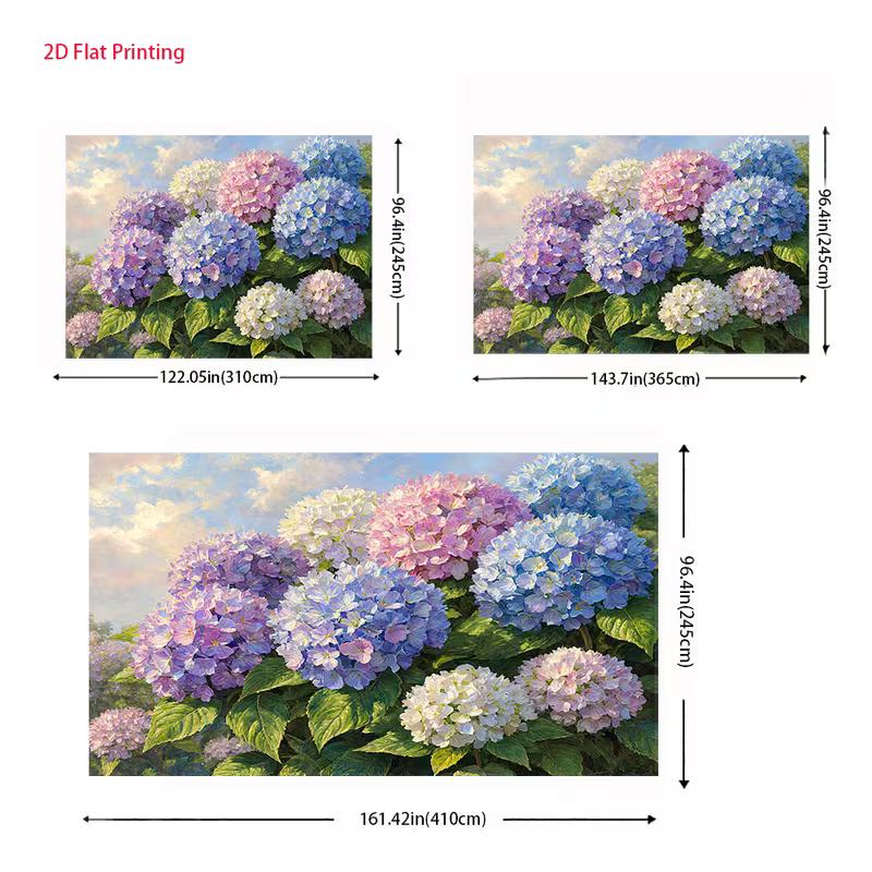 Vintage Hydrangea Floral Backdrop Oil Painting Purple Blue Flower Garden Background