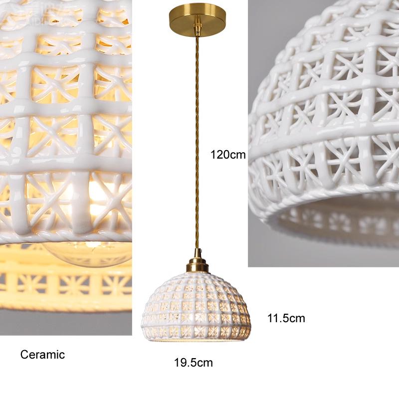 Ceramic Hanging Light Dining Room Kitchen Island Pendant Lamp Living Room Bronze Retro Ceiling Chandelier Bedroom Lamp Homestay
