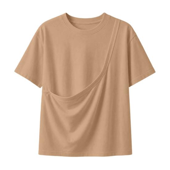 Solid Color T-shirt Women Pet Pouch T-Shirt, Dog Cat Carrier Short Sleeve Shirt for Hands Free Carrying Clothing Summer, Loose Casual Crew Neck