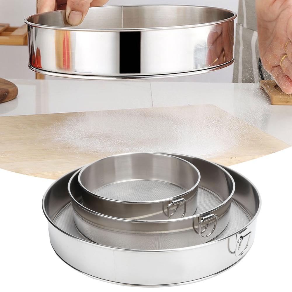 3pcs 304 Stainless Steel Powder Sifter Fine Mesh Flour Sieve Set Powder Dusting