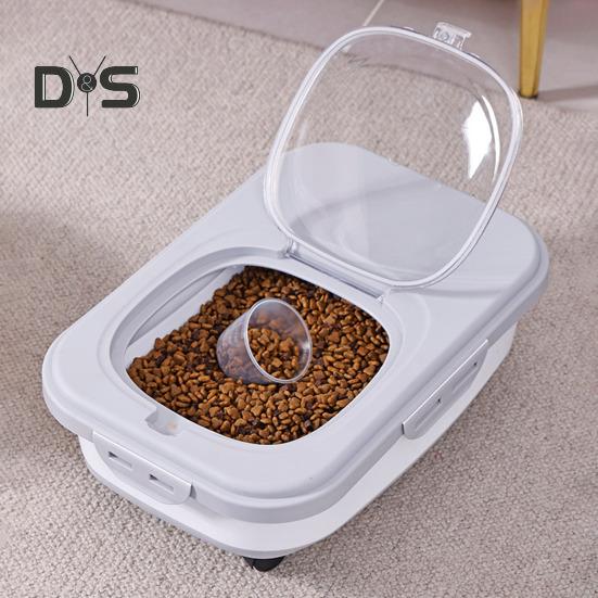 Collapsible Cat Dog Food Storage Container with Lid Wheels Design Large Capacity Dry Dog Cat Food Box Moisture Proof Box