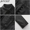 BITCED Women's Spring/Autumn Studded Leather Jacket Cardigan Button-Up Leather Clothing Fashionable Lightweight Outerwear