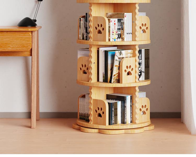 Solid Wood Rotating Bookshelf: Children's Picture Book and Toy Storage Rack