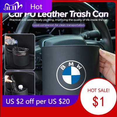2025 Hot Car Trash Can Seatback Leather Organiser Trash Storage Accessories Interior For E46 E90 E60 F30 F10 E39 E36 F20 E87