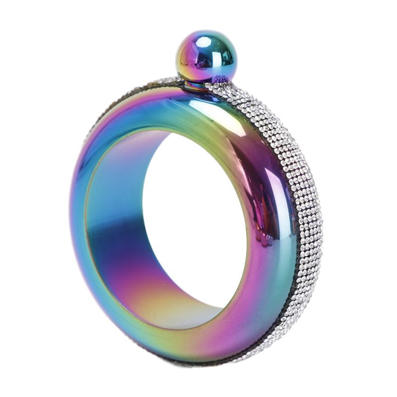 Krug-Armband-Flachmann, tragbarer runder Flachmann für Alkohol, Trinkgeschirr, Armband, Schmuck, Alkoholflasche, Geschenk, 3,5 Unzen, für Frauen