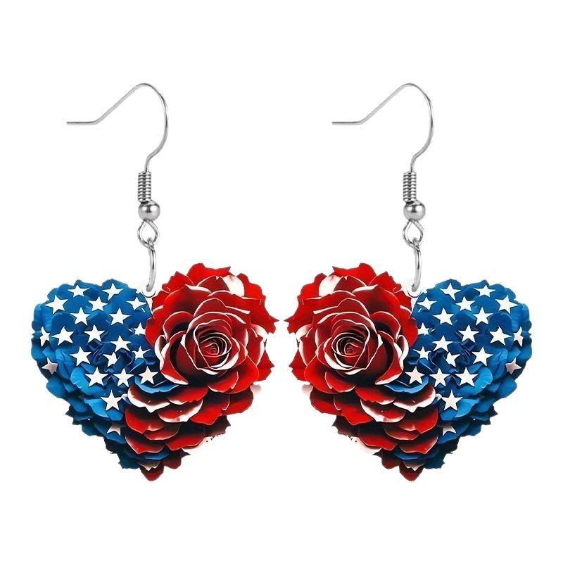 American Flag Textured Acrylic Earrings - Independence Day Retro Charm Gift for Women