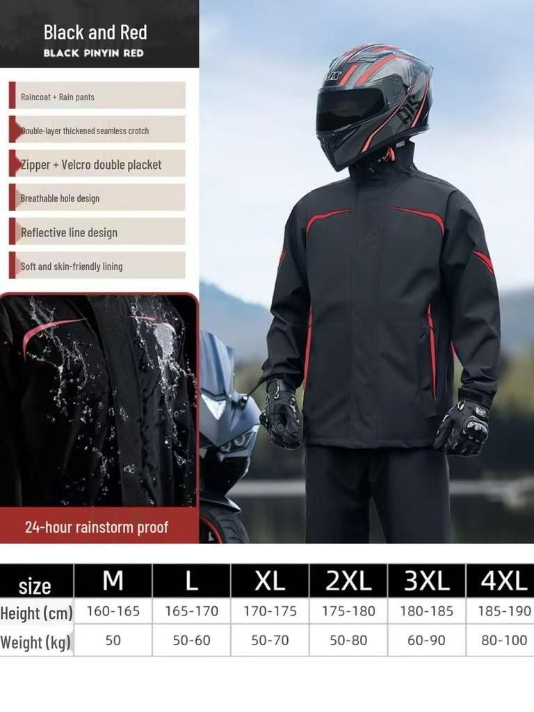 Men's Waterproof Raincoat and Pants Set - Stormproof Motorcycle Riding Gear