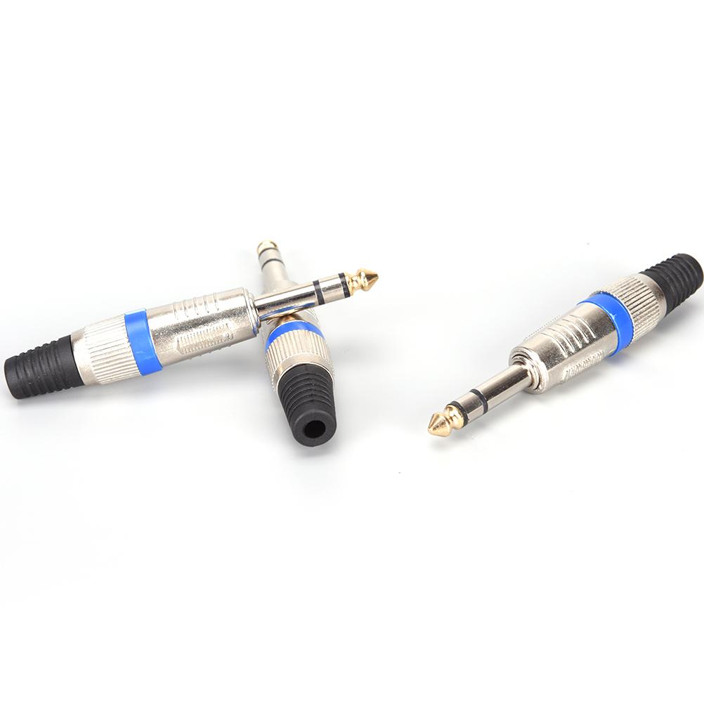 5PCS 6.35mm Stereo Connector 6.35mm 1/4" Male Plug to RCA Female Jack Audio Amplifier Microphone Plug Soldering DIY Connector