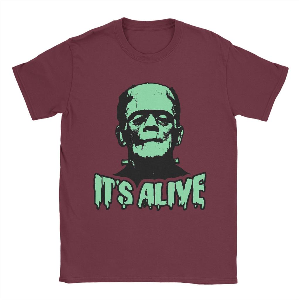 Novelty Frankenstein Monsters Horror Movie T-Shirt Men's Cotton Short Sleeve  Round Neck Summer Top Tee