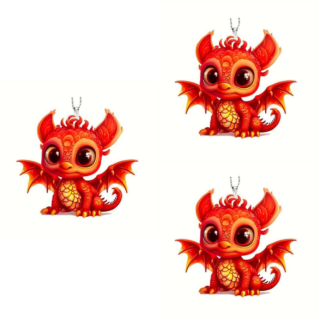 New Acrylic Cartoon Red Dragon Car Hanging Ornament Decorative Accessory For Interior