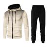 2024 Men Autumn Winter Polka Dots Hoodie Zipper Closure Breathable Elastic Waist Drawstring Sweatpants Coat Set Clothing