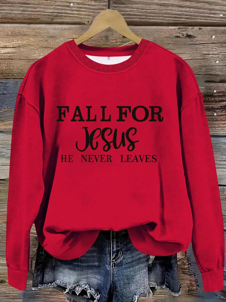 Autumn & Winter Women's Casual Slogan Print Round Neck Long-Sleeve Pullover Hoodie