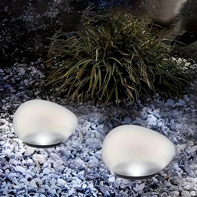 1Pcs Solar-Powered Pebble Garden Decorative Lights, Warm/White Light, Outdoor Patio Walkway Garden Decorations