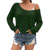 Women’s Long Sleeve Crochet Knit Pullover Sweater Scoop Neck Lightweight Loose Fit Hollow Out Design Top
