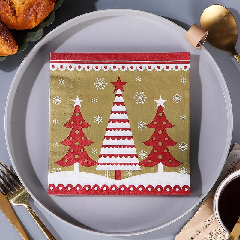 20pcs/Pac 33*33cm 2-Ply Disposable Party Napkin Christmas Pattern