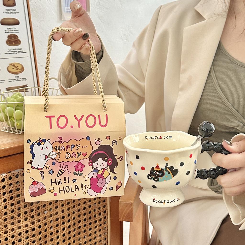 Dawanie Dziewczynkom Prezentów Urodzinowych Wysokiej Wartości Ceramiczny Kubek w Kropki Szczeniak Kreatywny Kreskówkowy Kubek do Wody Pamiątka