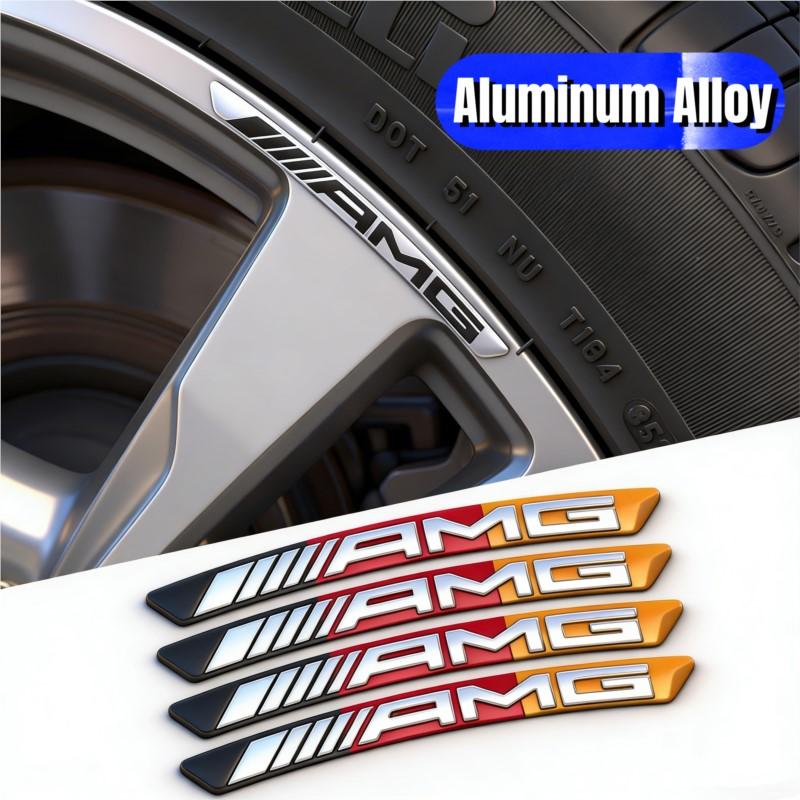 3D Aluminium AMG Logo Wheel Rim Sticker Decals Emblem Badge For Mercedes Benz AMG Smart W205 C300 W203 W206 W108 W124 W126 W140