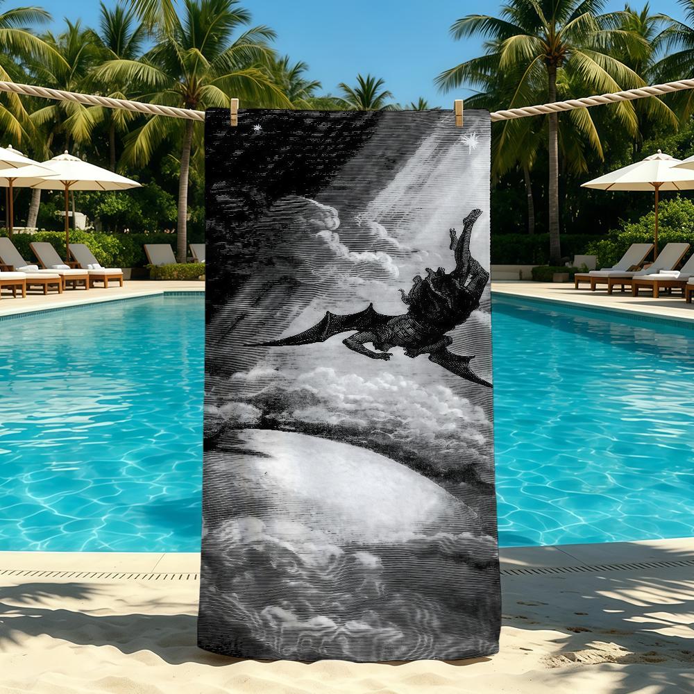 Towel Angel For Outdoor Camping Cool Beach Towel Lucifer Super Absorbent Quick-Drying Summer Towel