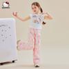 Hellokitty Girls' Summer Suit 2025 New Style Short-Sleeved Wide-Leg Pants Cartoon Two-Piece Set for Older Children