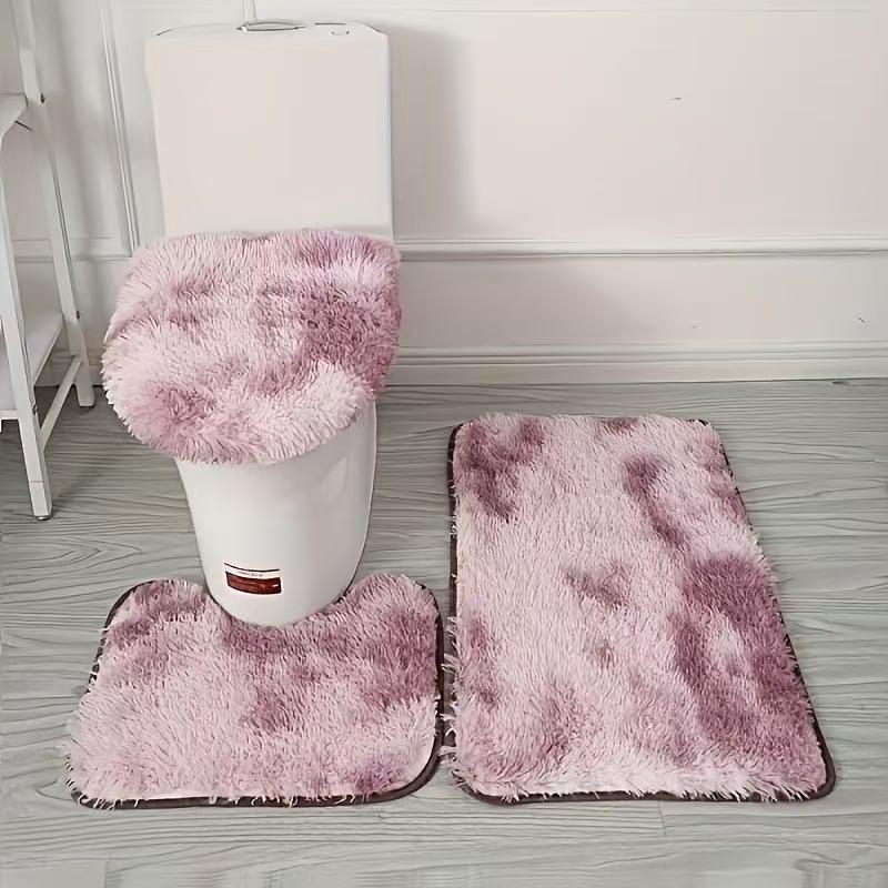 

Набор ковриков для ванной из шелка и шерсти с принтом тай-дай: Грязеотталкивающий, Нескользящий, Впитывающий, Плюшевый Набор из 3 Ковриков для Туалета. 40*60cm розы красного