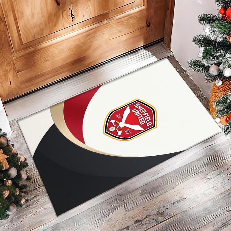 Sheffield United Football Print Crystal Velvet Rug, Comfortable Water Absorbent Non Slip Indoor Floor Carpet