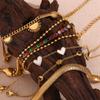 Fashion Shining Zircon Beaded Chain Bracelet 18k Gold Plated Stainless Steel Women Bracelets Jewelry