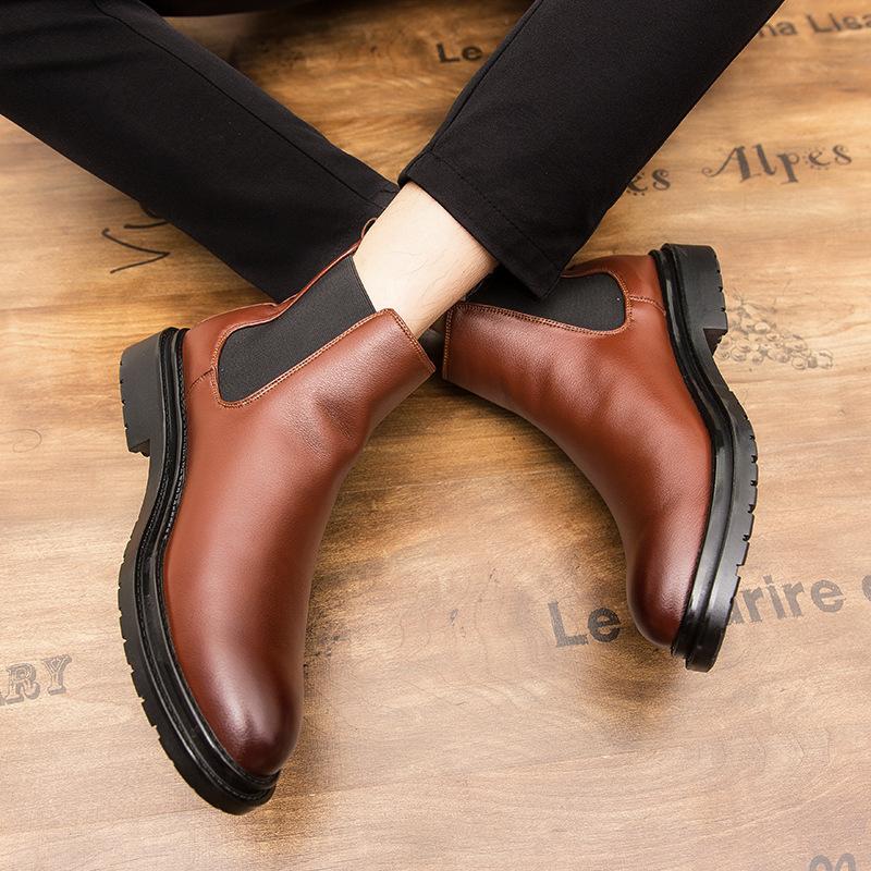 Modetrend im Hongkong-Stil High-Top Fußset Chelsea Boots Herbst und Winter Herrenbekleidung Retro dicksohlige Martin Boots