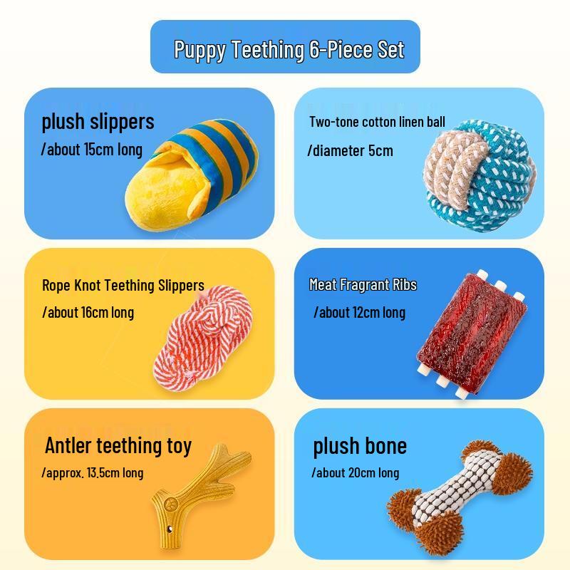Miling 6-Piece Puppy Dental & Squeaky Toy Set