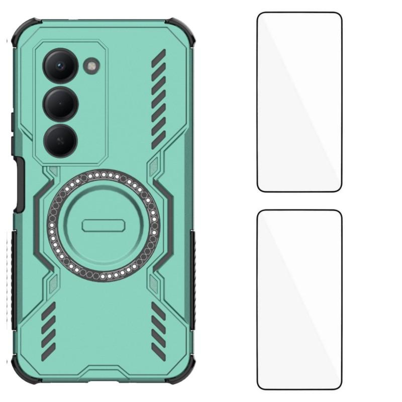 For Xiaomi Redmi 15 5G (Global) (169mm) Magnetic Case WANLONFENG DJ Series PC TPU Phone Cover with 2Pcs Tempered Glass Film