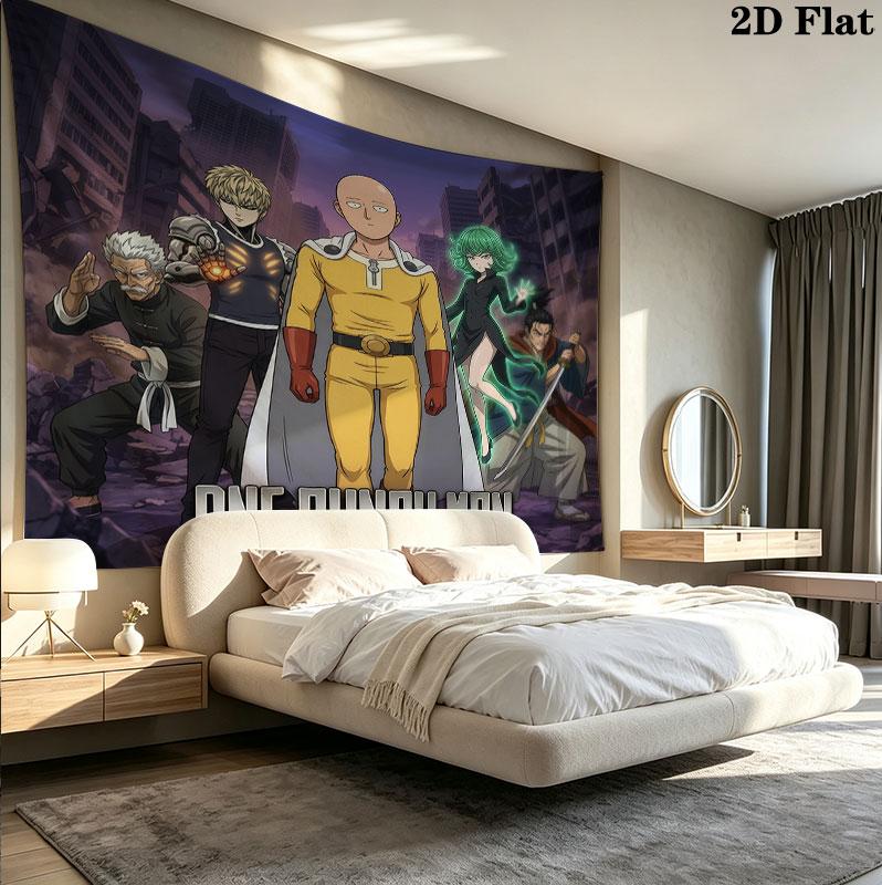Onepunch Man Wall Tapestry Aesthetic Wall Hanging Printed Fabric Blanket Decorative Tapestries For Bedroom Living Room Home Decor