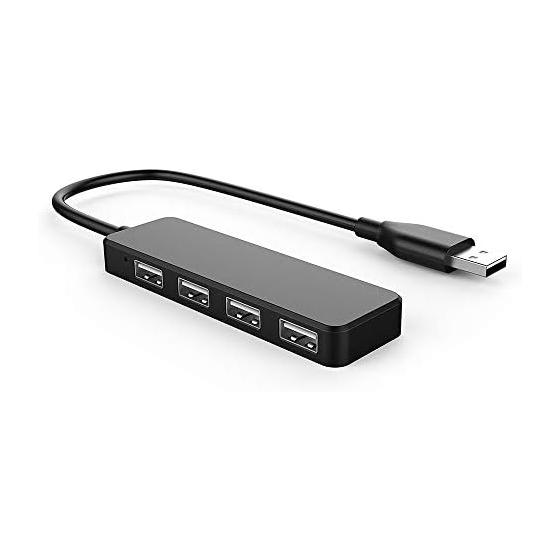 USB 2.0 ХАБ, 4 порта 2.0 ХАБ, Ультратонкий концентратор данных, Разветвитель, Порт питания 5 В Micro USB для расширения USB (черный)