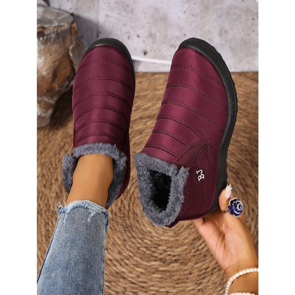 Wasserdichte Damen-Schneestiefel, warme Winter-Plüsch-Kurzstiefel, neue, verdickte, flache, rutschfeste Freizeitschuhe