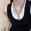 Brushed water drop love pendant, pull-out necklace, simple and high-end sweater chain, niche cold wind necklace jewelry
