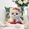 White Cat and Dog Pillowcase Dormitory Decoration Office Living Room Sofa Home Pillowcase